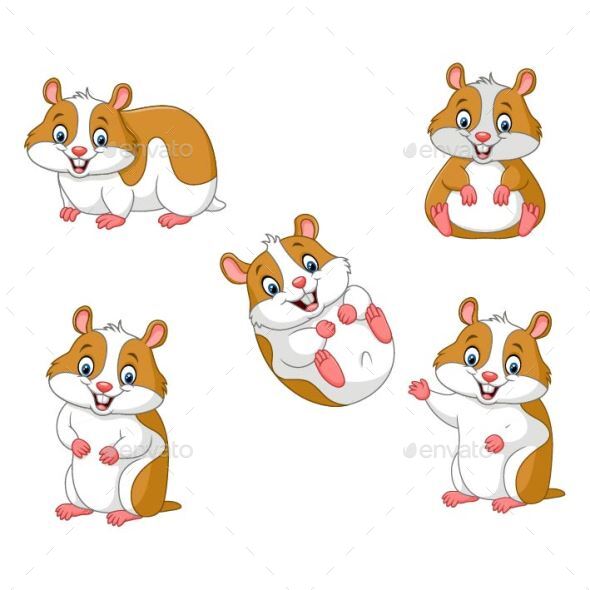 Set of Cartoon Hamsters by tigatelu | GraphicRiver